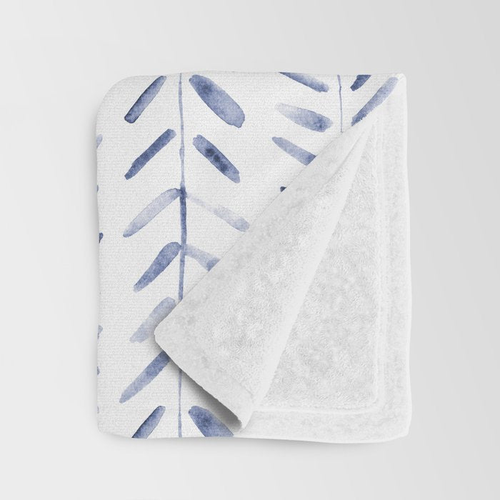 Indigo cuteness - watercolor abstract herringbone Throw Blanket Gallery Image 3