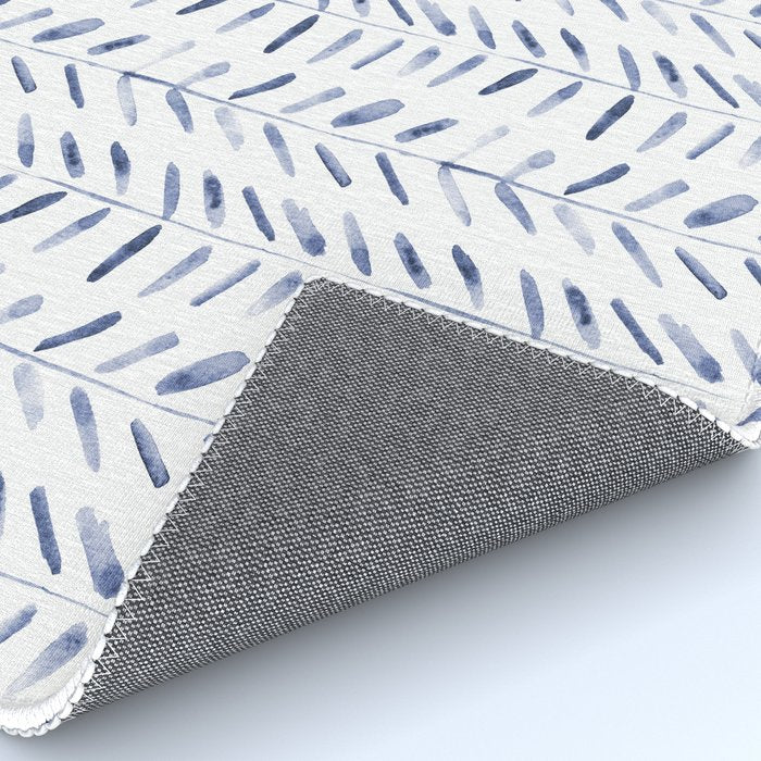 Indigo cuteness - watercolor abstract herringbone Rug Gallery Image 4