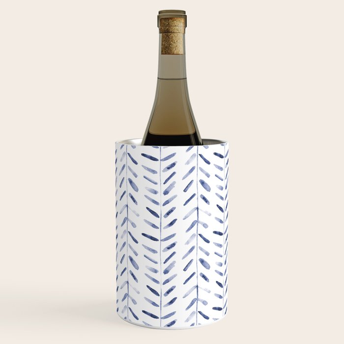 Indigo cuteness - watercolor abstract herringbone Wine Chiller Gallery Image 1
