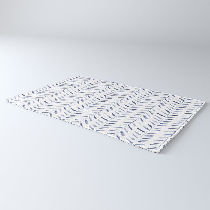 Indigo cuteness - watercolor abstract herringbone Rug Gallery Image 3