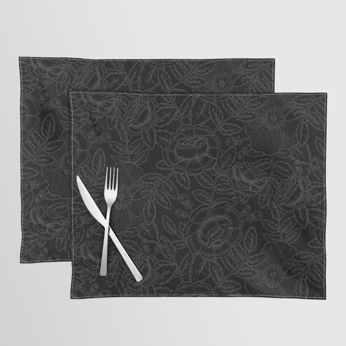Gothic Country Rose in Black Placemat Gallery Image 1