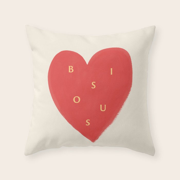 Heart Bisous - Love French Typography Throw Pillow Gallery Image 1