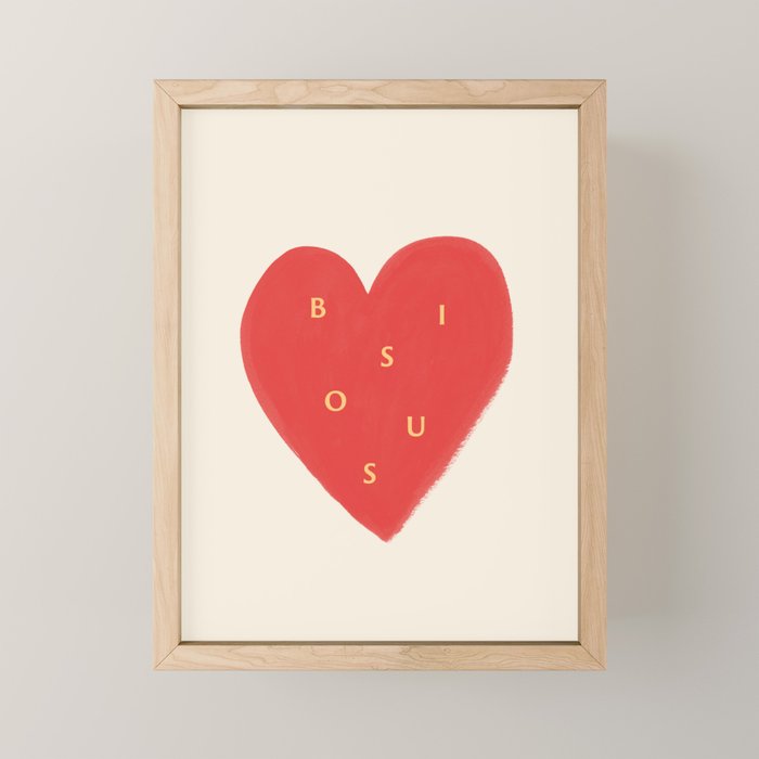 Heart Bisous - Love French Typography Mini Art Print Gallery Image 1