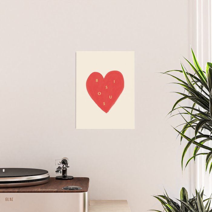 Heart Bisous - Love French Typography Poster Gallery Image 2