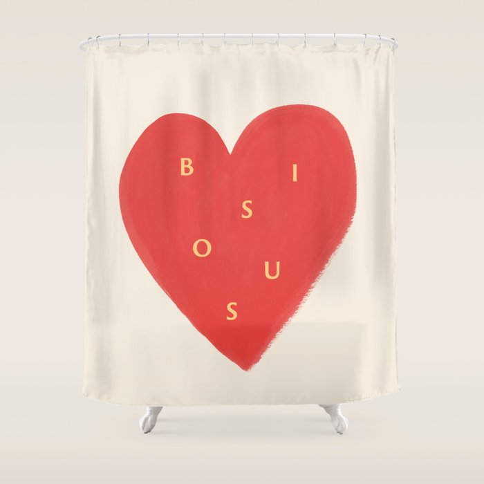 Heart Bisous - Love French Typography Shower Curtain Gallery Image 1
