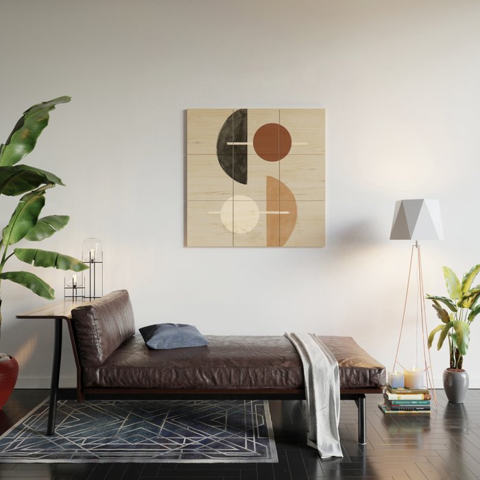 Moon and Sun Abstract Wood Wall Art Gallery Image 2