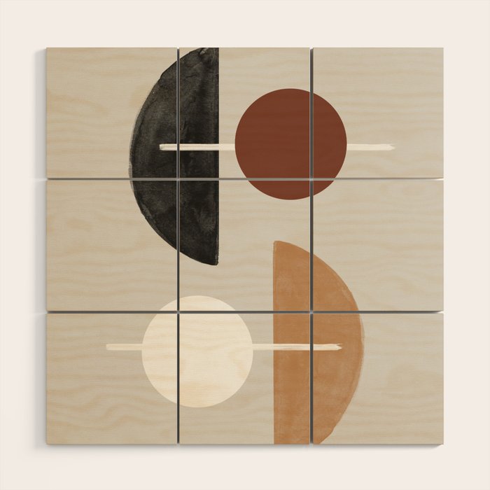 Moon and Sun Abstract Wood Wall Art Gallery Image 1