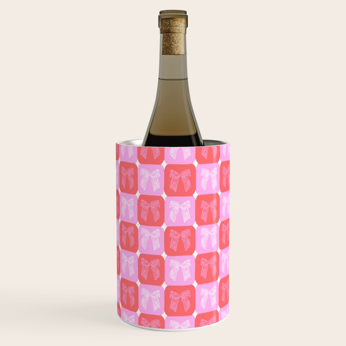 Checkerboard Bows in Pink and Red Wine Chiller Gallery Image 3