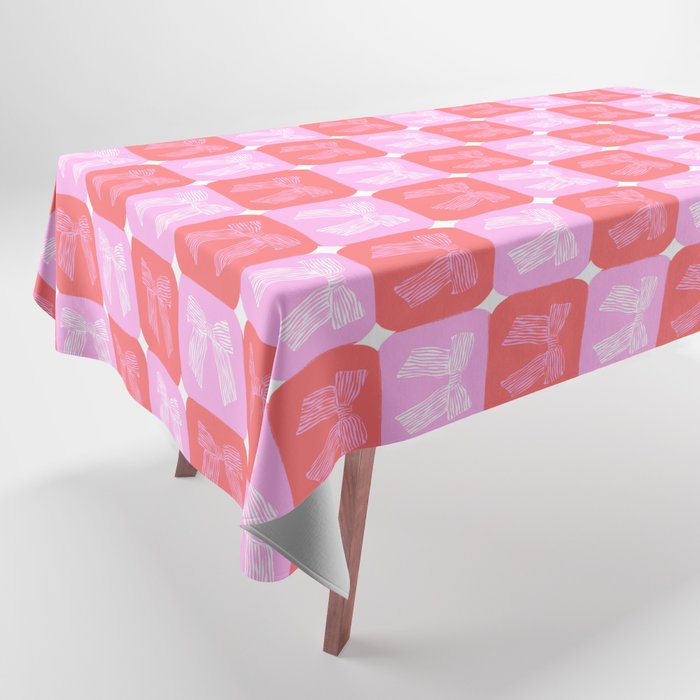 Checkerboard Bows in Pink and Red Tablecloth Gallery Image 1