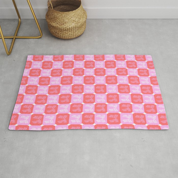 Checkerboard Bows in Pink and Red Rug Gallery Image 1