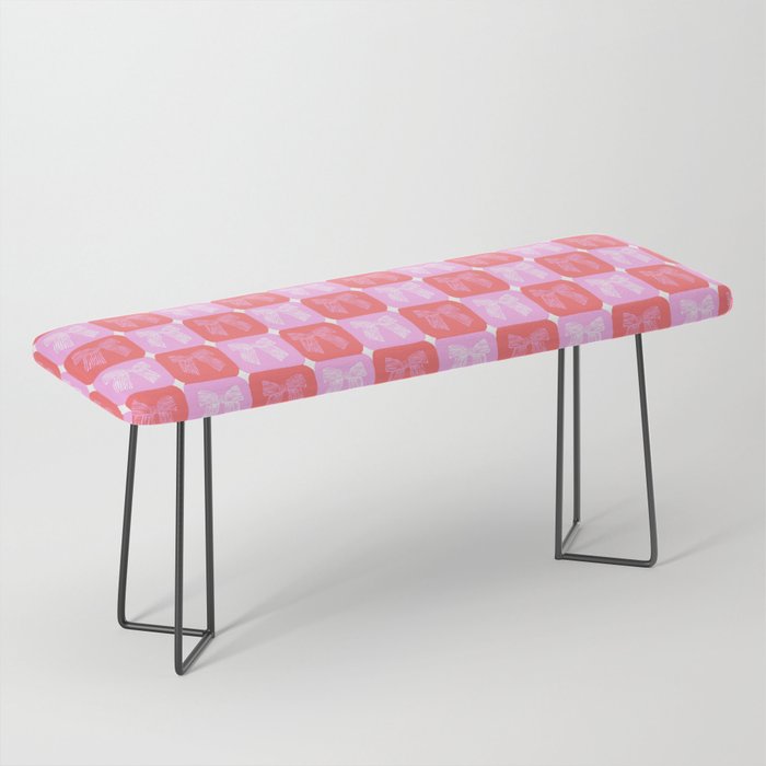 Checkerboard Bows in Pink and Red Bench Gallery Image 1