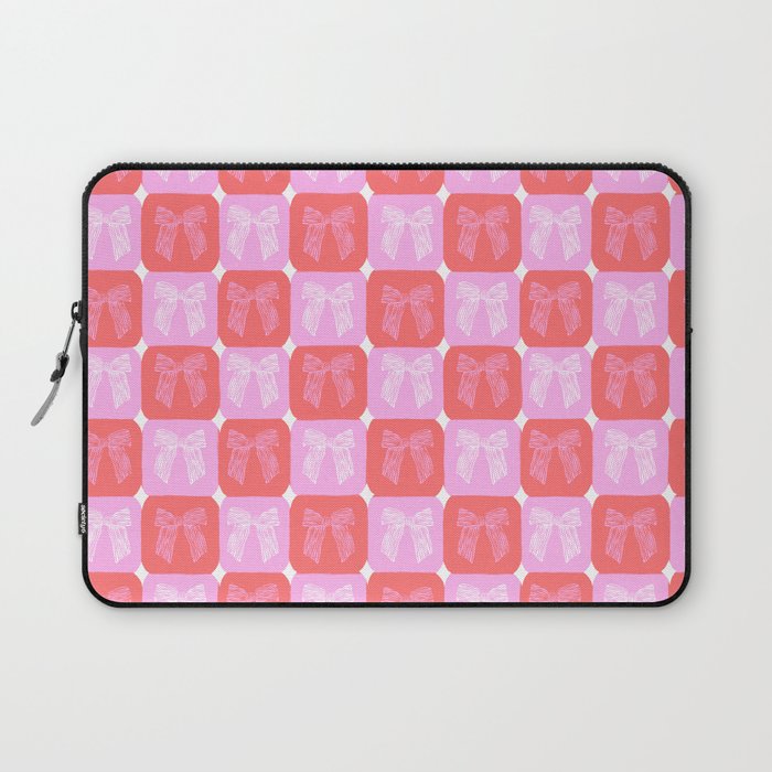 Checkerboard Bows in Pink and Red Laptop Sleeve Gallery Image 1