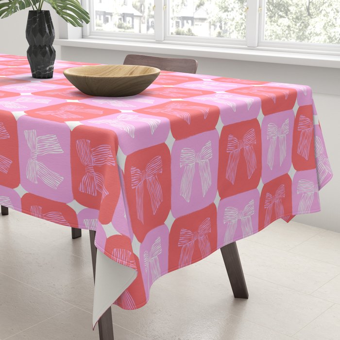 Checkerboard Bows in Pink and Red Tablecloth Gallery Image 3