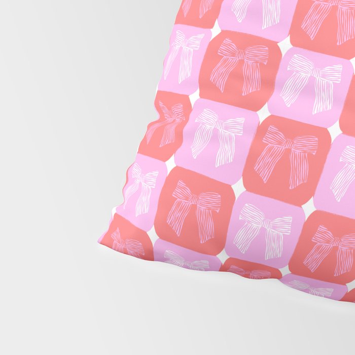 Checkerboard Bows in Pink and Red Pillow Sham Gallery Image 4