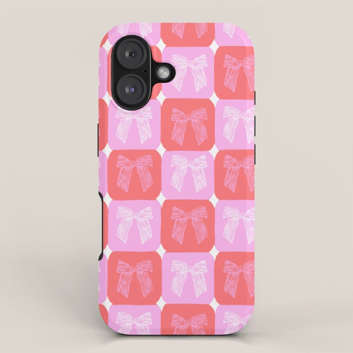 Checkerboard Bows in Pink and Red iPhone Case Gallery Image 1
