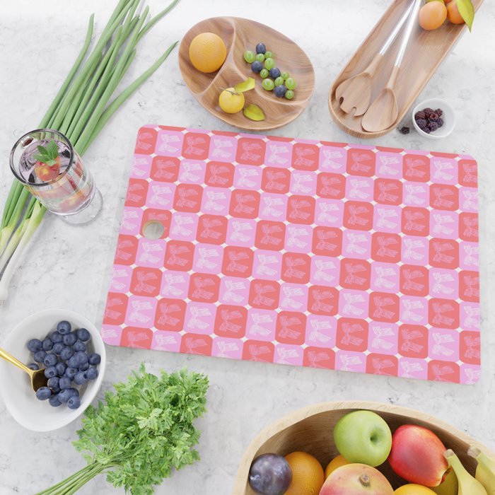 Checkerboard Bows in Pink and Red Cutting Board Gallery Image 2