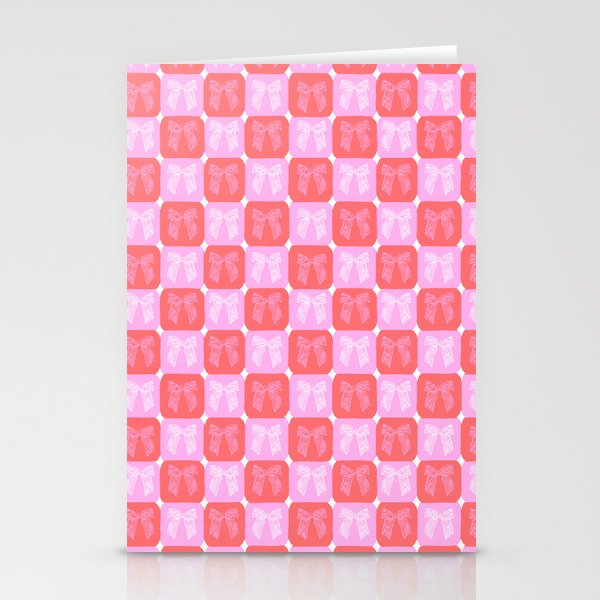 Checkerboard Bows in Pink and Red Stationery Card Gallery Image 2