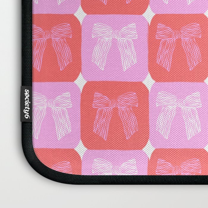 Checkerboard Bows in Pink and Red Laptop Sleeve Gallery Image 3