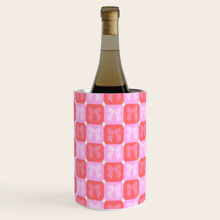 Checkerboard Bows in Pink and Red Wine Chiller Gallery Image 1