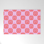 Checkerboard Bows in Pink and Red Welcome Mat Gallery Image 1