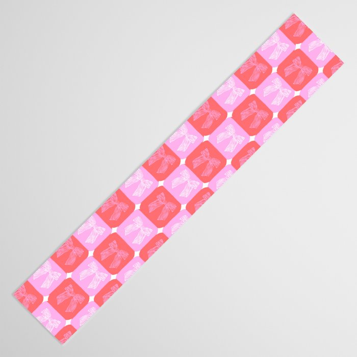 Checkerboard Bows in Pink and Red Table Runner Gallery Image 3