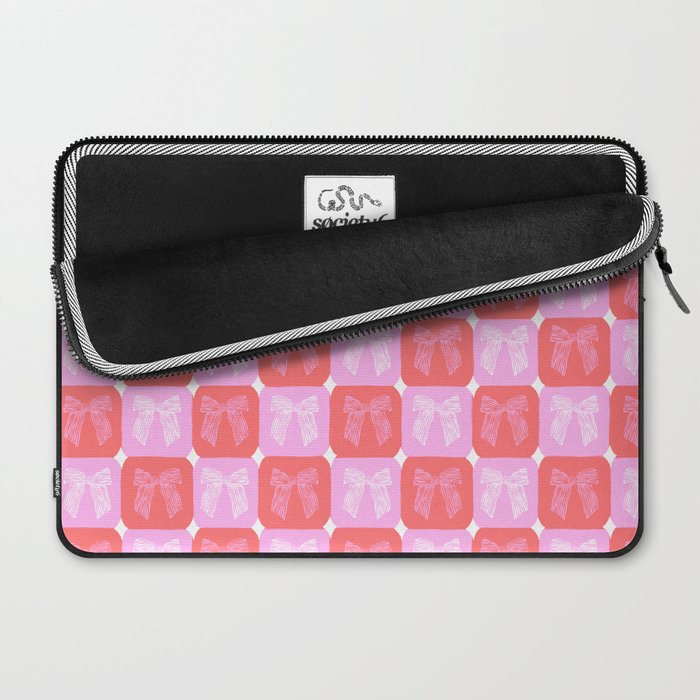 Checkerboard Bows in Pink and Red Laptop Sleeve Gallery Image 2