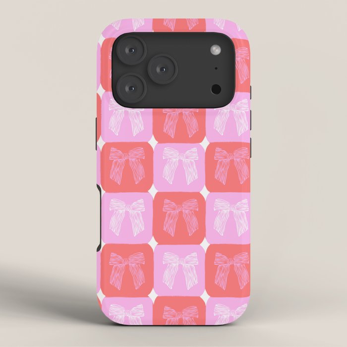 Checkerboard Bows in Pink and Red iPhone Case Gallery Image 3