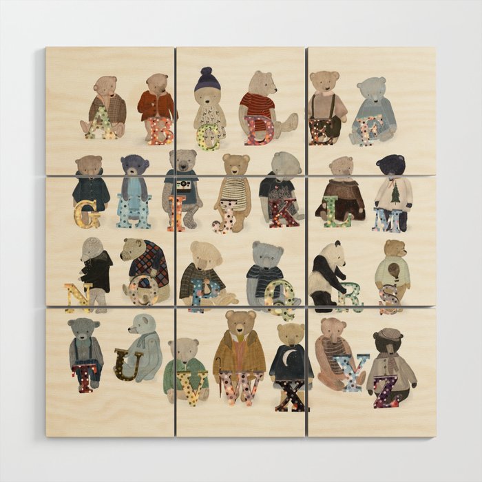 teddy bear alphabet Wood Wall Art Gallery Image 1