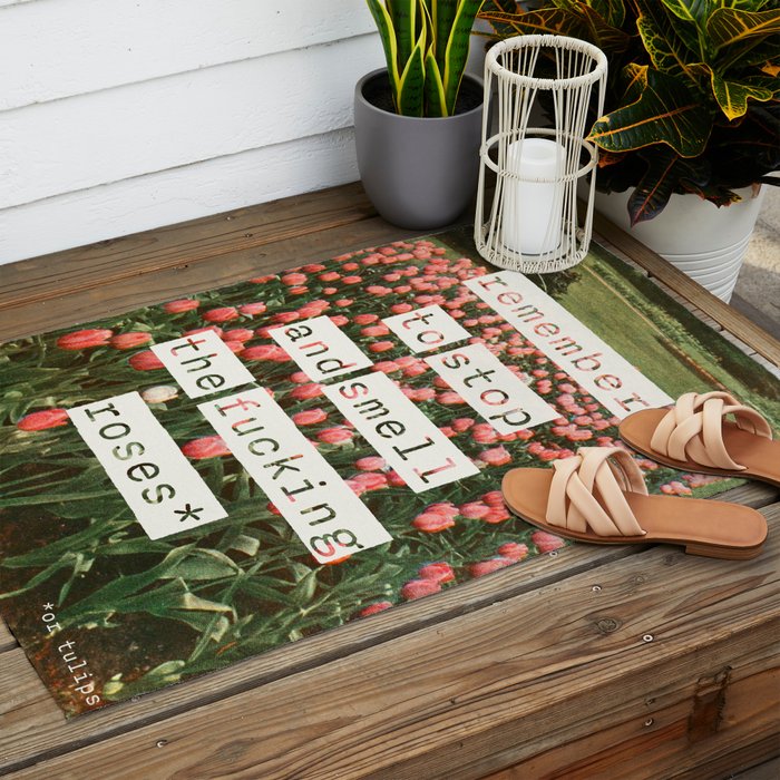 Remember to stop and smell the roses Outdoor Rug Gallery Image 2
