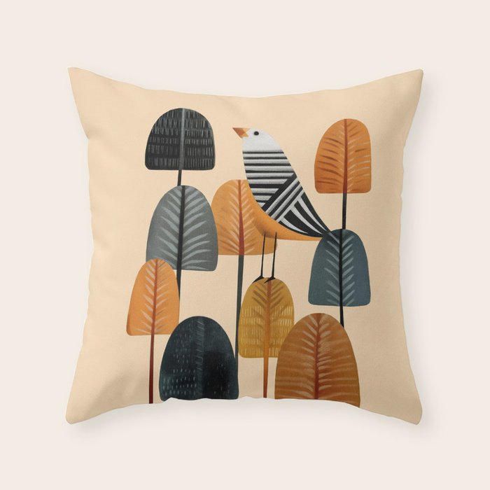 Song in the Autumn Grove Throw Pillow Gallery Image 1