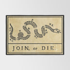 1776 "Join, or Die" Revolutionary War flag with 13 colonies, snake & no colors by Benjamin Franklin Rug Gallery Image 2