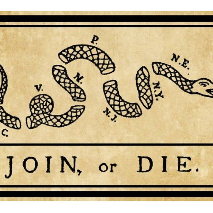 1776 "Join, or Die" Revolutionary War flag with 13 colonies, snake & no colors by Benjamin Franklin Coffee Mug Gallery Image 2
