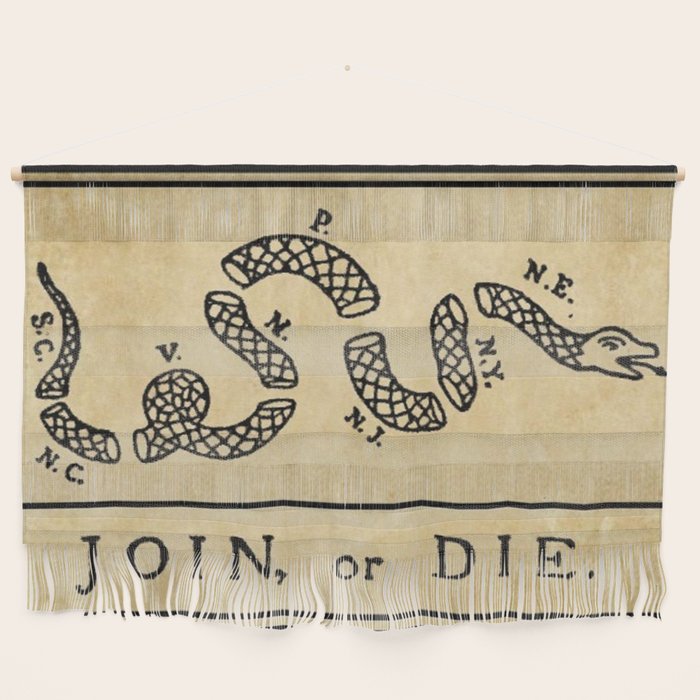 1776 "Join, or Die" Revolutionary War flag with 13 colonies, snake & no colors by Benjamin Franklin Wall Hanging Gallery Image 1