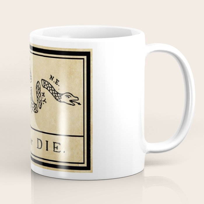 1776 "Join, or Die" Revolutionary War flag with 13 colonies, snake & no colors by Benjamin Franklin Coffee Mug Gallery Image 1