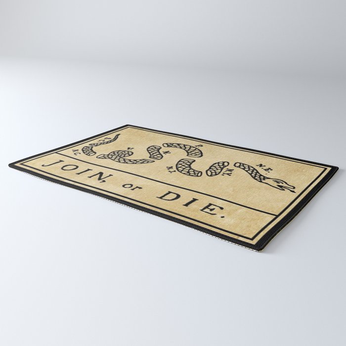 1776 "Join, or Die" Revolutionary War flag with 13 colonies, snake & no colors by Benjamin Franklin Rug Gallery Image 3