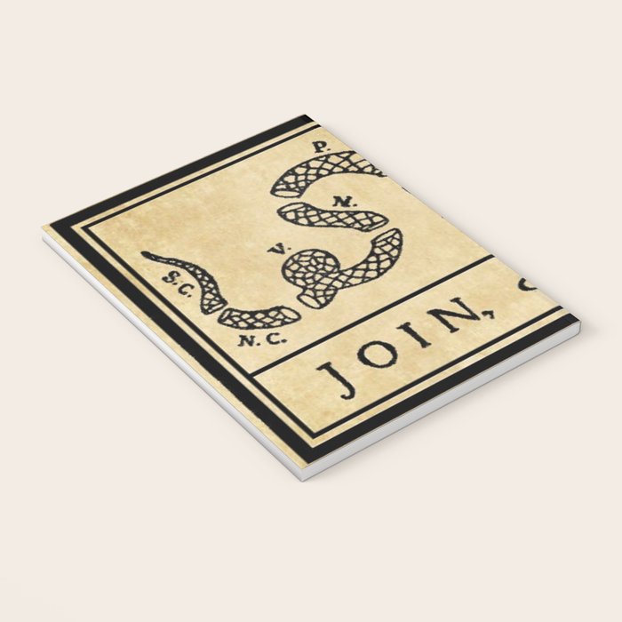 1776 "Join, or Die" Revolutionary War flag with 13 colonies, snake & no colors by Benjamin Franklin Notebook Gallery Image 3
