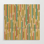 Mid Century Mod Line Dance Pattern in Orange, Teal, Mustard, Olive, and Beige Wood Wall Art Gallery Image 1