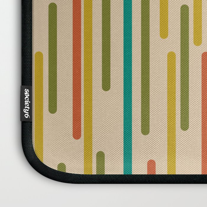 Mid Century Mod Line Dance Pattern in Orange, Teal, Mustard, Olive, and Beige Laptop Sleeve Gallery Image 3