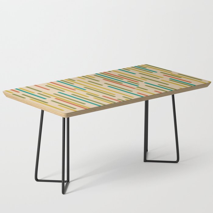 Mid Century Mod Line Dance Pattern in Orange, Teal, Mustard, Olive, and Beige Coffee Table Gallery Image 1