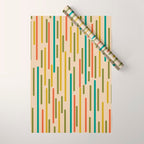 Mid Century Mod Line Dance Pattern in Orange, Teal, Mustard, Olive, and Beige Wrapping Paper Gallery Image 1