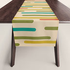 Mid Century Mod Line Dance Pattern in Orange, Teal, Mustard, Olive, and Beige Table Runner Gallery Image 1