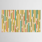 Mid Century Mod Line Dance Pattern in Orange, Teal, Mustard, Olive, and Beige Tablecloth Gallery Image 2