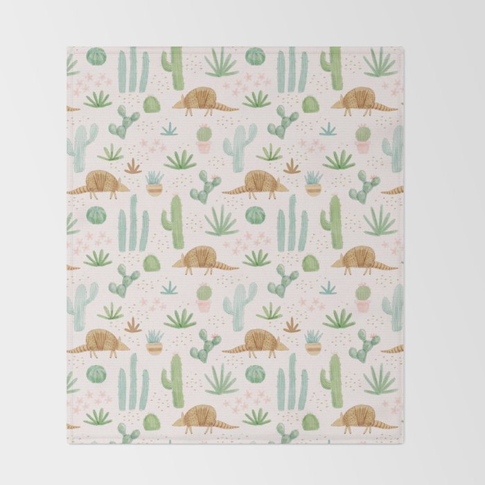 Armadillos in the Desert - Watercolor Throw Blanket Gallery Image 2