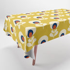 Flowers geometry mustard - retro pattern no3 Tablecloth Gallery Image 1