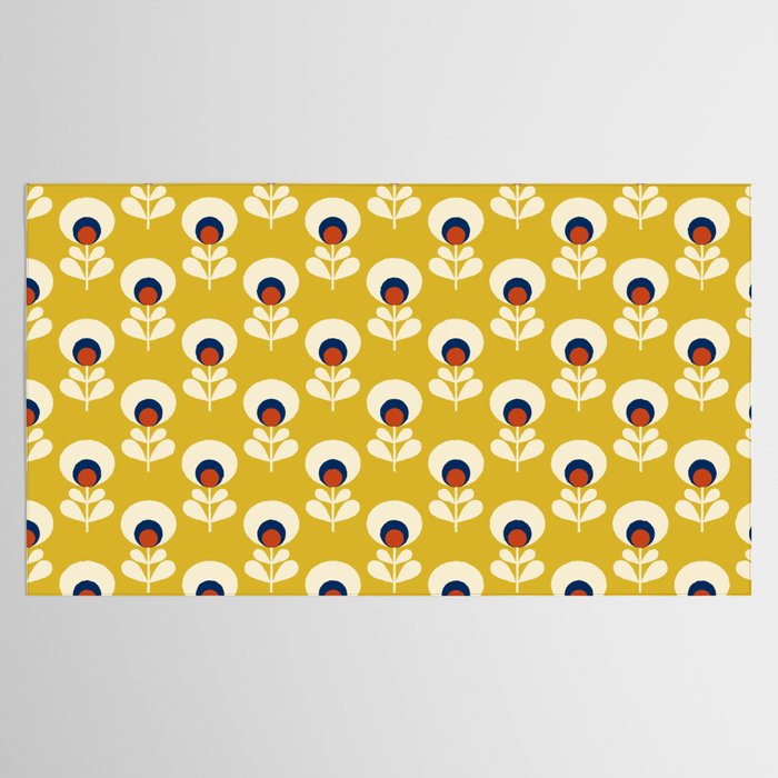 Flowers geometry mustard - retro pattern no3 Tablecloth Gallery Image 2