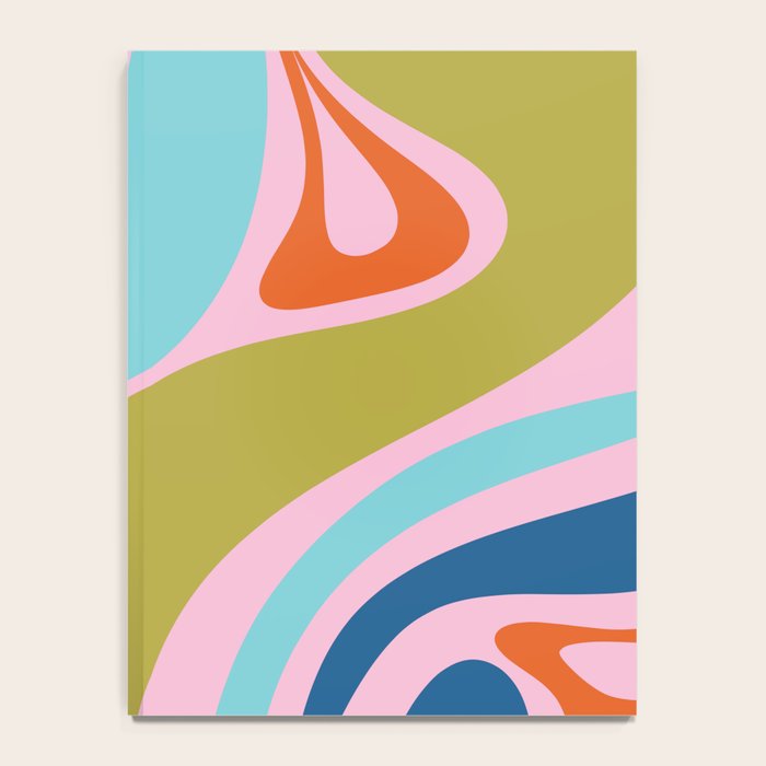 Retro Abstract New Groove Trippy Boho Pattern Multicolored on Pink Notebook Gallery Image 4