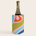 Retro Abstract New Groove Trippy Boho Pattern Multicolored on Pink Wine Chiller Gallery Image 3