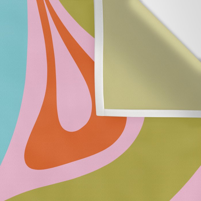 Retro Abstract New Groove Trippy Boho Pattern Multicolored on Pink Wall Tapestry Gallery Image 3