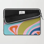 Retro Abstract New Groove Trippy Boho Pattern Multicolored on Pink Laptop Sleeve Gallery Image 2