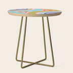 Retro Abstract New Groove Trippy Boho Pattern Multicolored on Pink Side Table Gallery Image 1